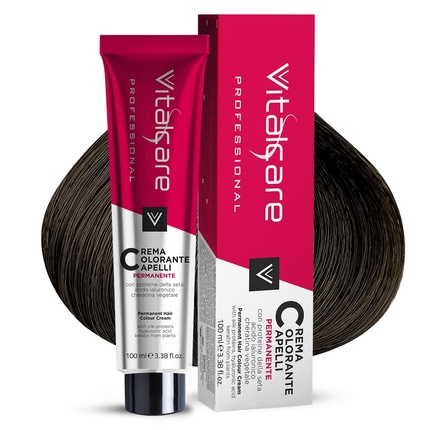 цена Крем-краска для волос Vitalcare с протеинами шелка 4/00 Каштан, Vitalcare Professional