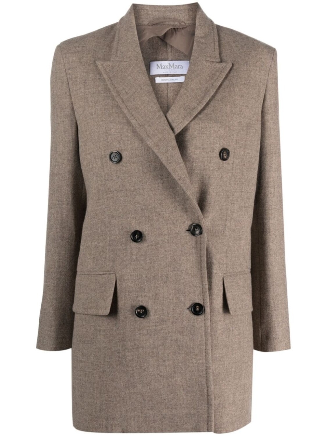 

Двубортный блейзер из смесовой шерсти Max Mara, бежевый