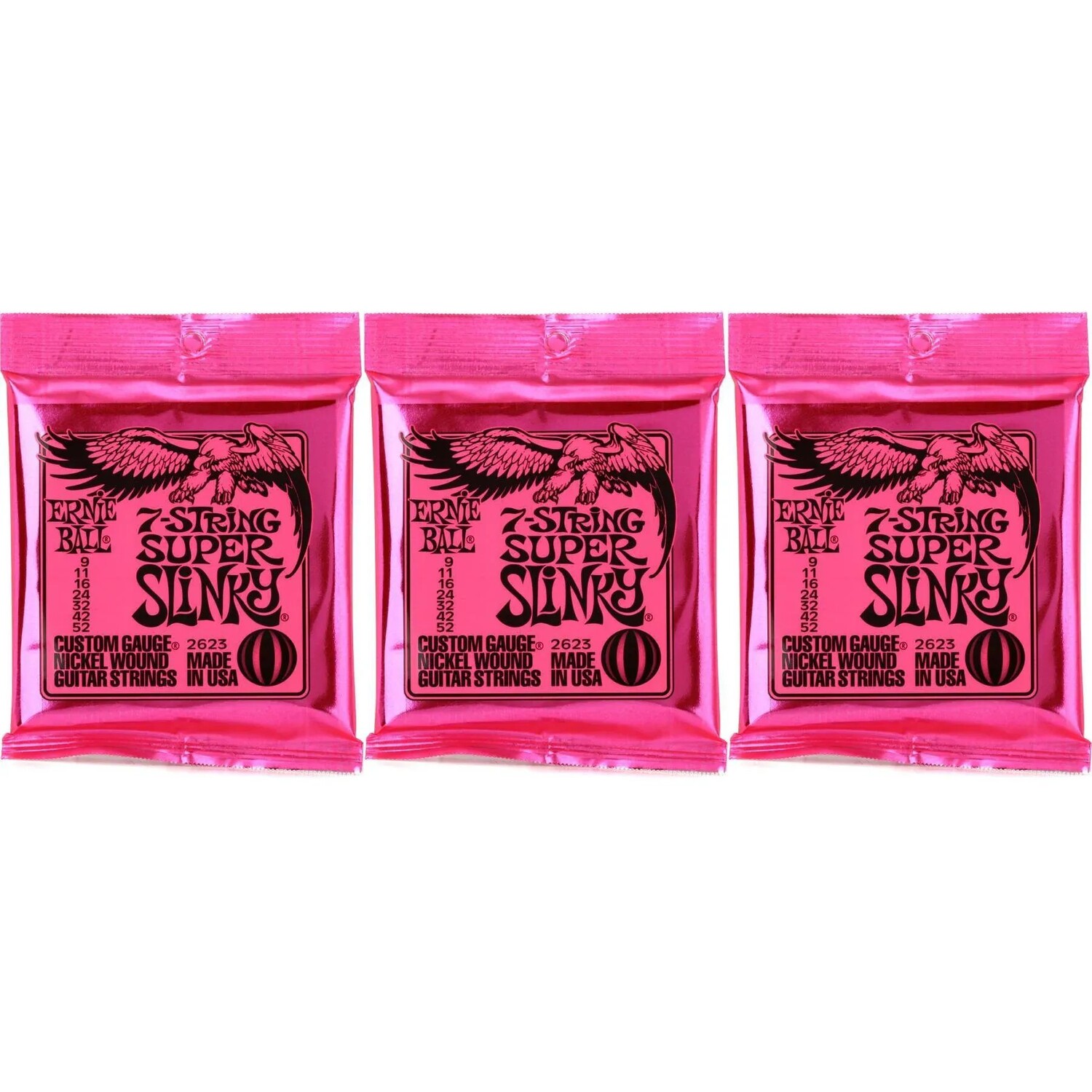 

Струны для электрогитары Ernie Ball 2623 Super Slinky с никелевой обмоткой — .009-.052, 7 струн (3 шт.)