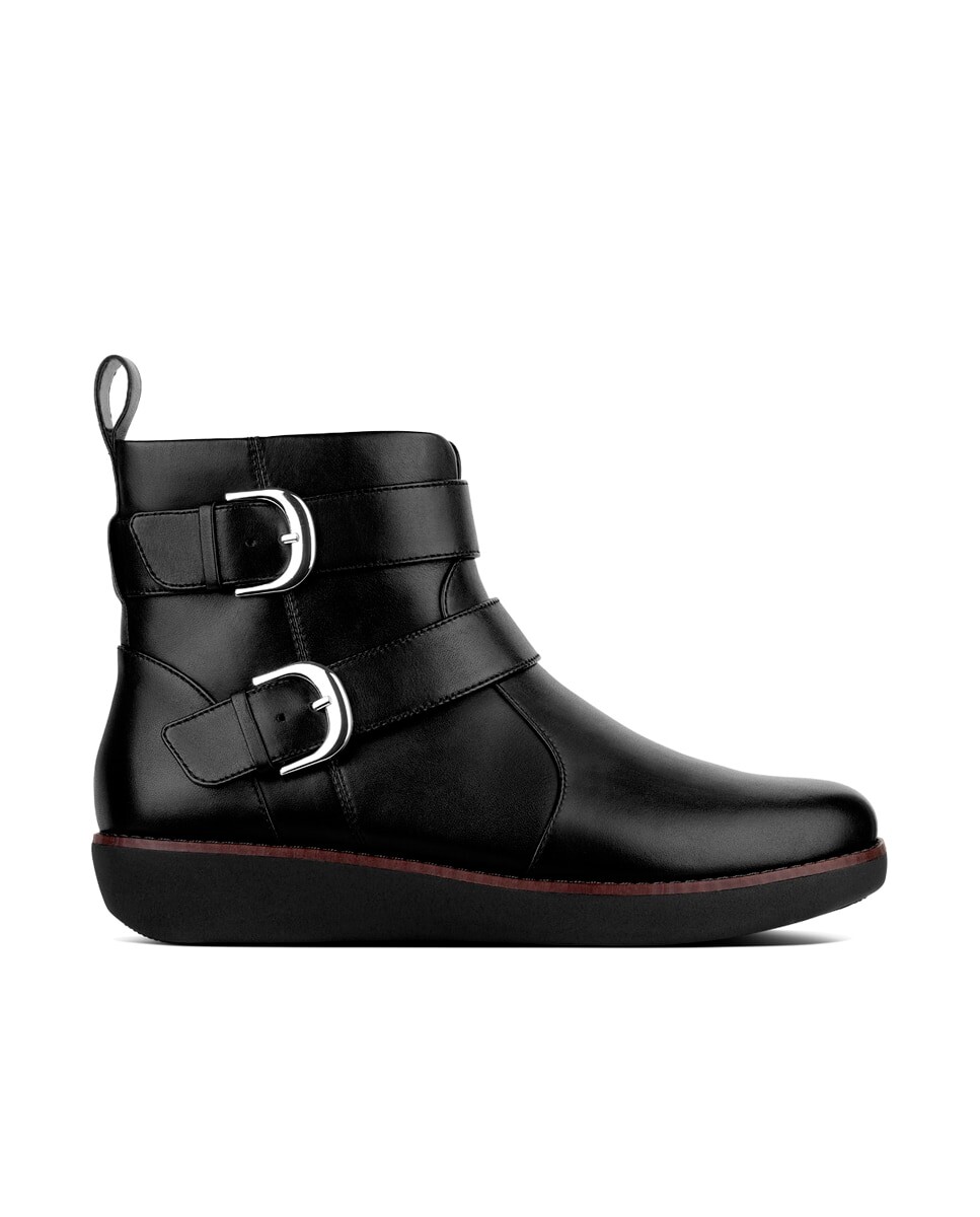 

Женские кожаные ботильоны с черными пряжками по бокам FitFlop, черный