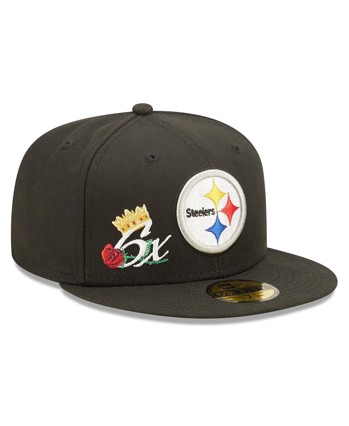 

Мужская черная облегающая шляпа Pittsburgh Steelers Crown 6x Super Bowl Champions 59FIFTY New Era