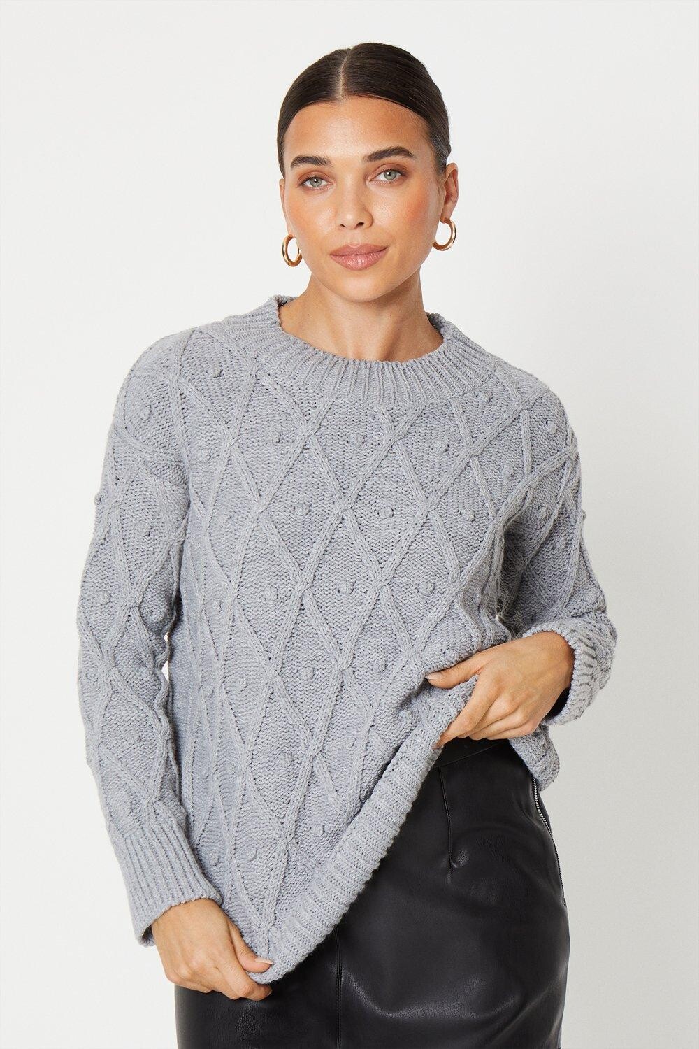 

Джемпер Petite Bobble с ромбовидной вышивкой Dorothy Perkins, серый