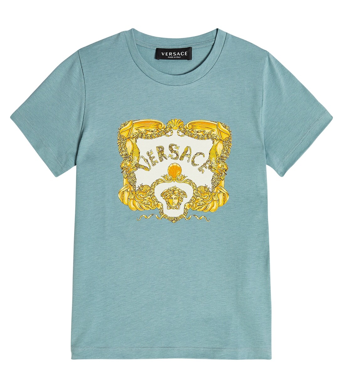 

Футболка из хлопкового джерси с логотипом Versace, синий