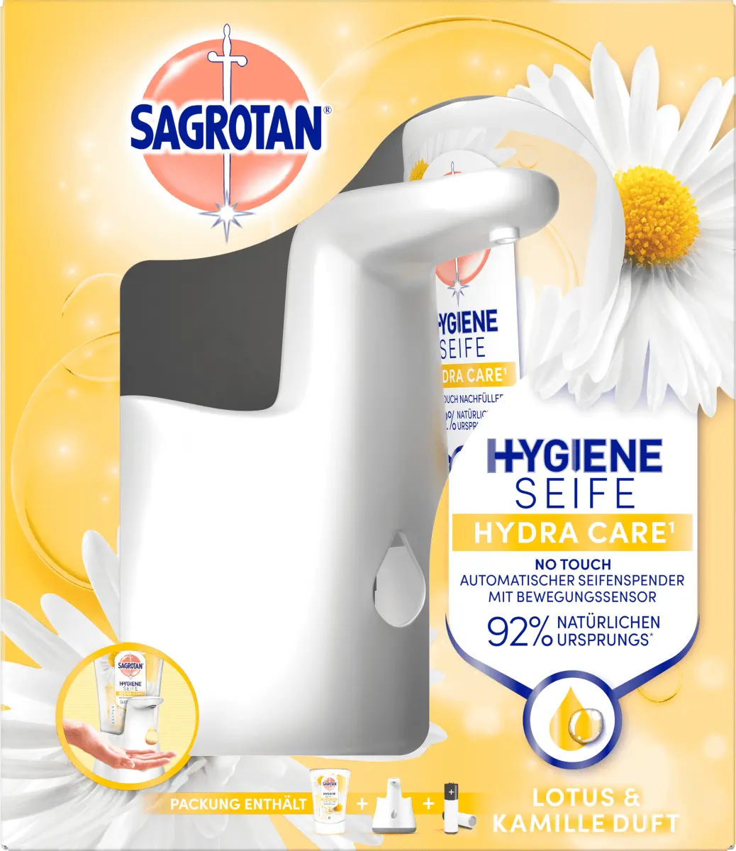 

Дозатор для мыла No Touch + сменный блок Lotus Ромашка Hydra Care 1 шт. Sagrotan, Желтый, Дозатор для мыла No Touch + сменный блок Lotus Ромашка Hydra Care 1 шт. Sagrotan