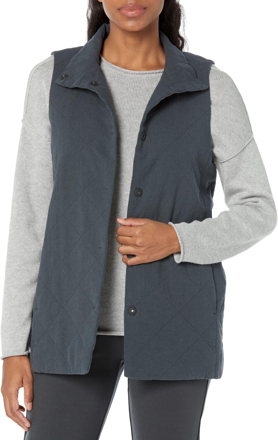 

Жилет Petite Stand Collar Jacket Eileen Fisher, цвет Graphite