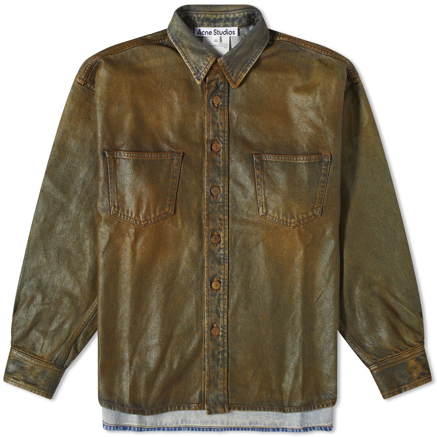 

Рубашка Acne Studios Sedir Coated Overshirt, цвет Blue & Beige