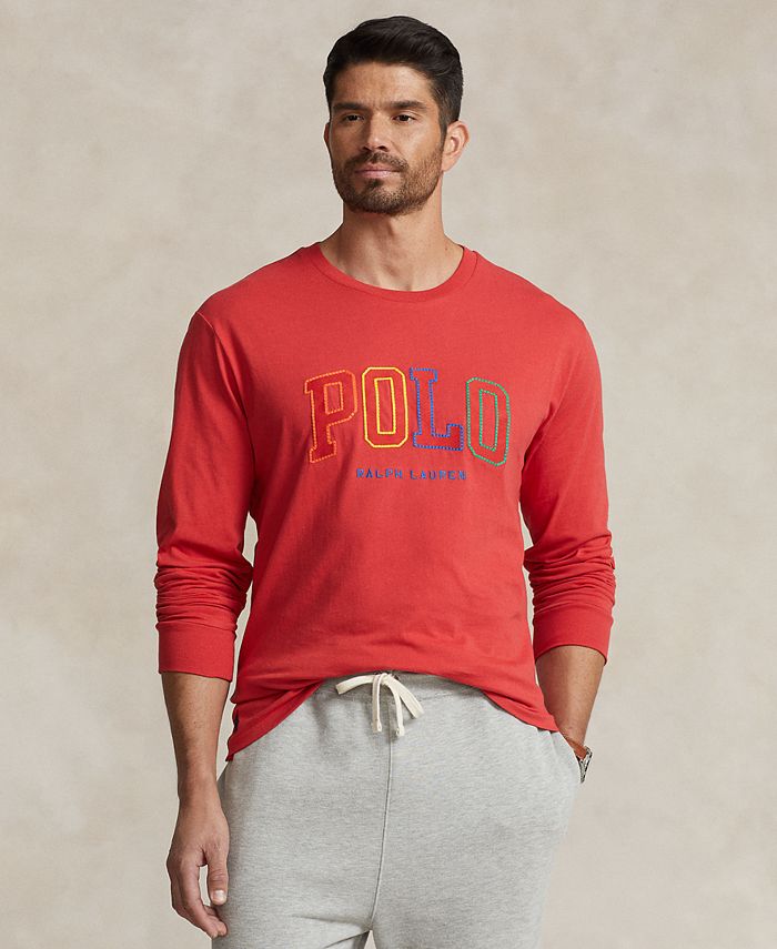 Мужской большой & Футболка с логотипом Tall с длинными рукавами Polo Ralph Lauren, красный