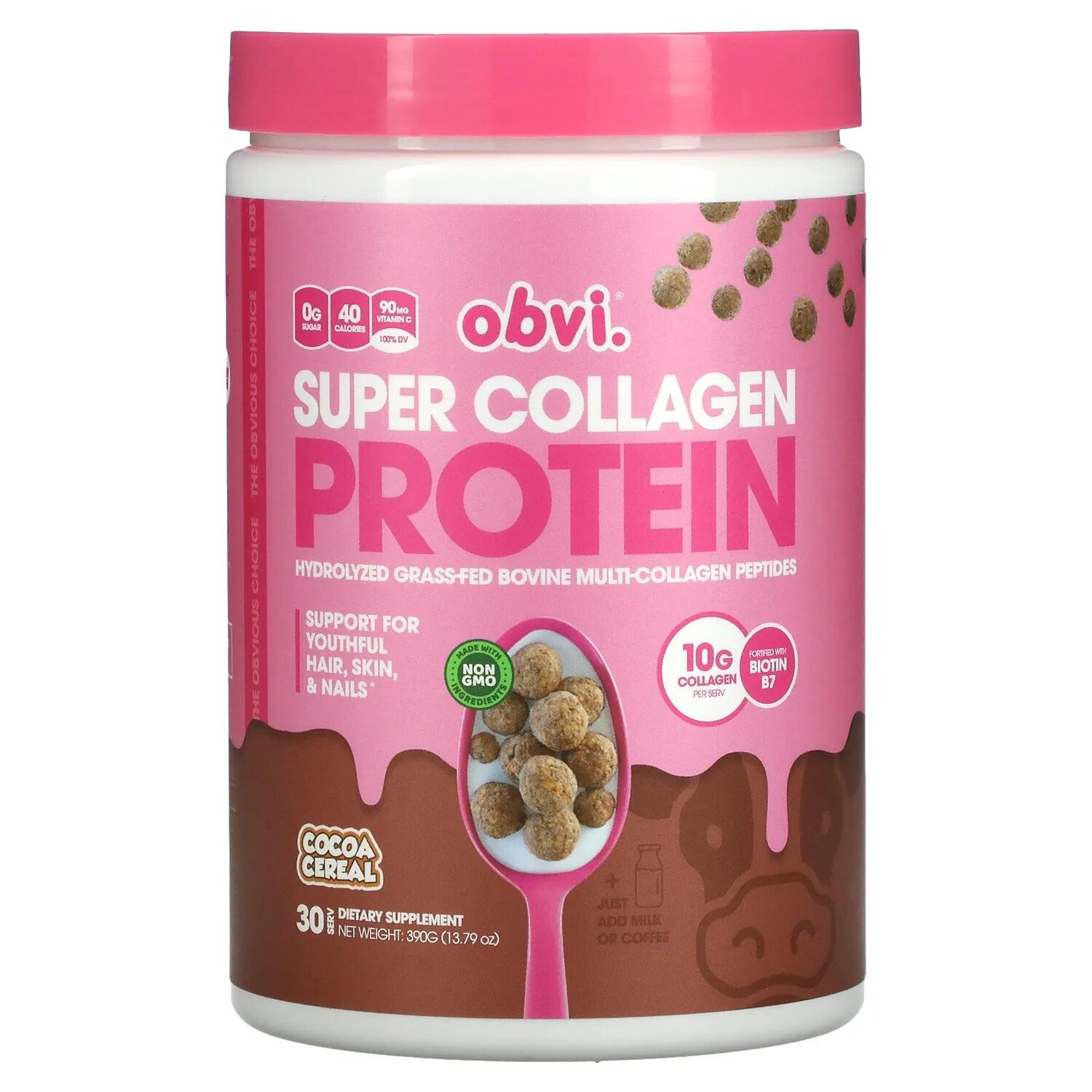 

Obvi Super Collagen Protein какао-хлопья 390 г (13,79 унции)