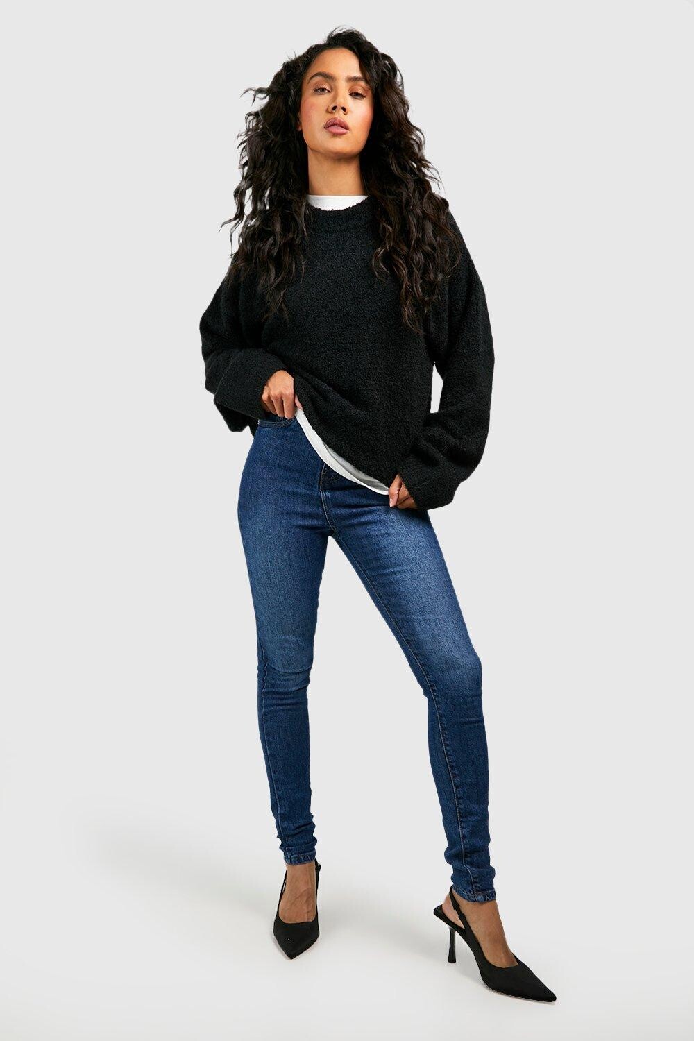

Базовые джинсы скинни стрейч Boohoo, синий
