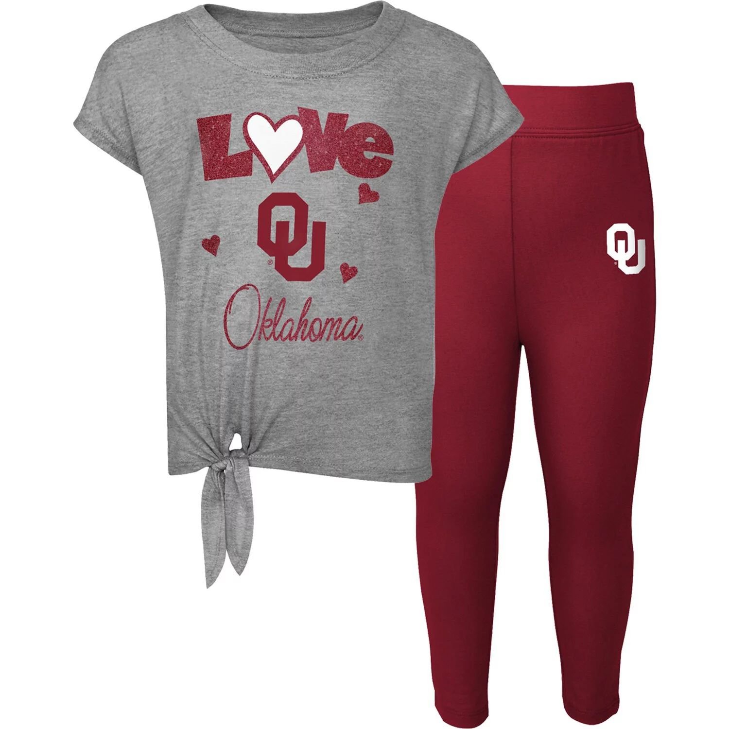 

Комплект из футболки и леггинсов для малышей Heather Grey/Crimson Oklahomaooners Forever Love Team Outerstuff