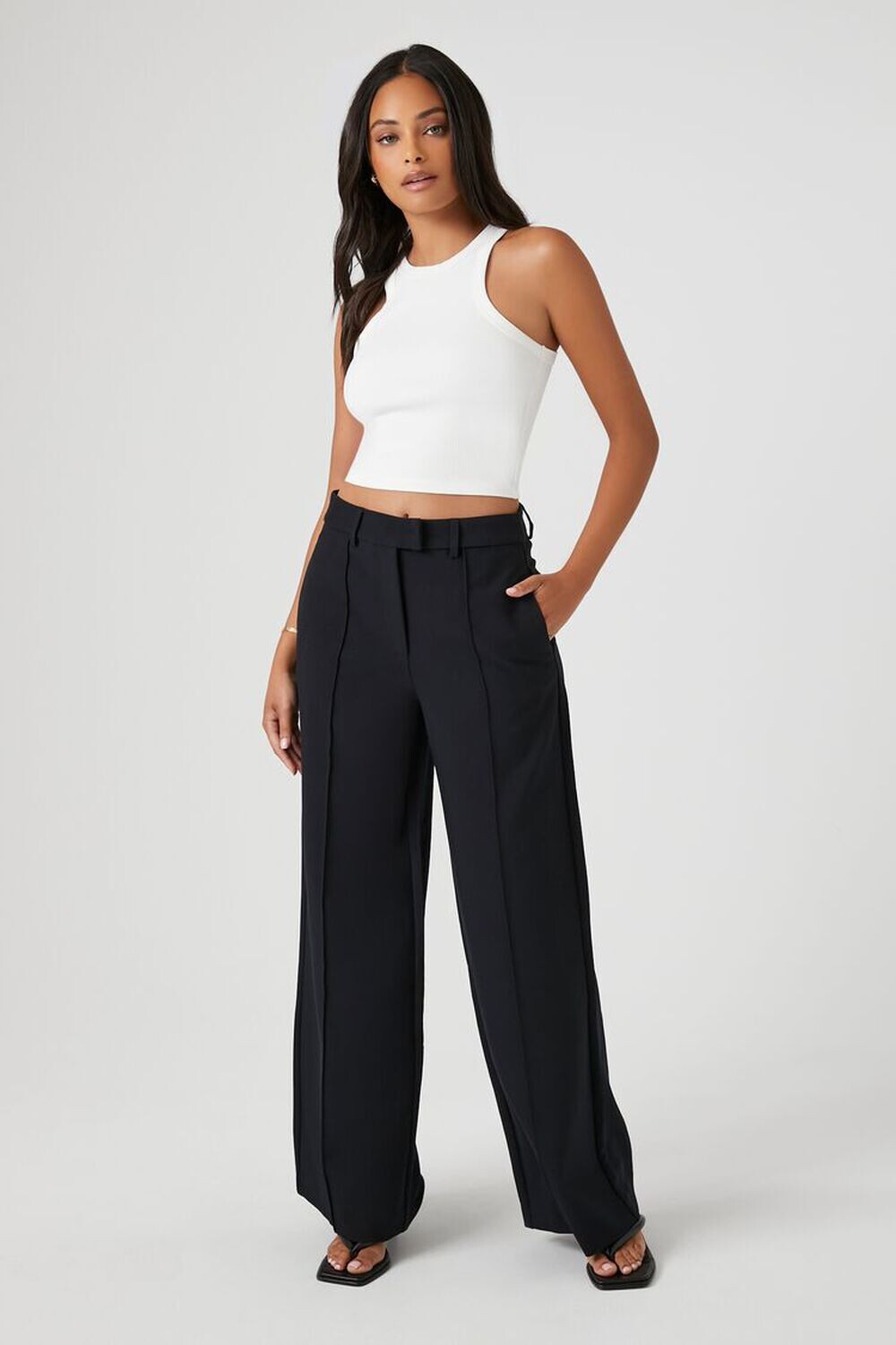 

Брюки с высокой посадкой Forever 21, черный