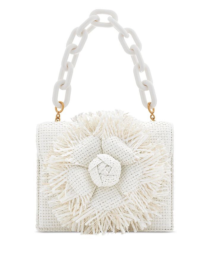 

Мини-сумка Tro Woven из рафии с цветочным принтом и бахромой Oscar de la Renta