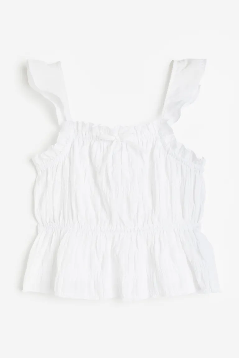 

Топ без бретелек с оборками и баской H&M, белый