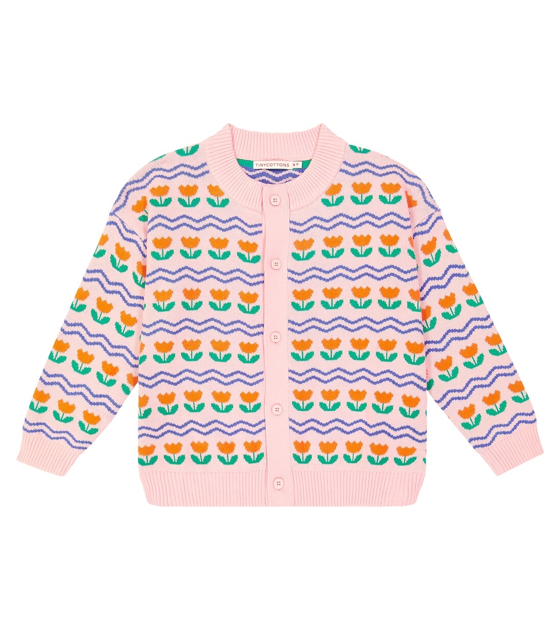

Кардиган из хлопка и шерсти с цветами Tinycottons, розовый