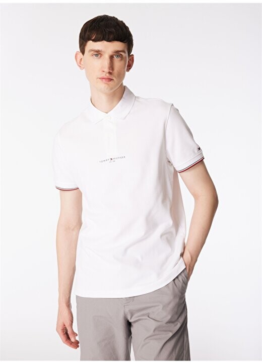 

Белая мужская футболка-поло MW0MW34841 Tommy Hilfiger, белый