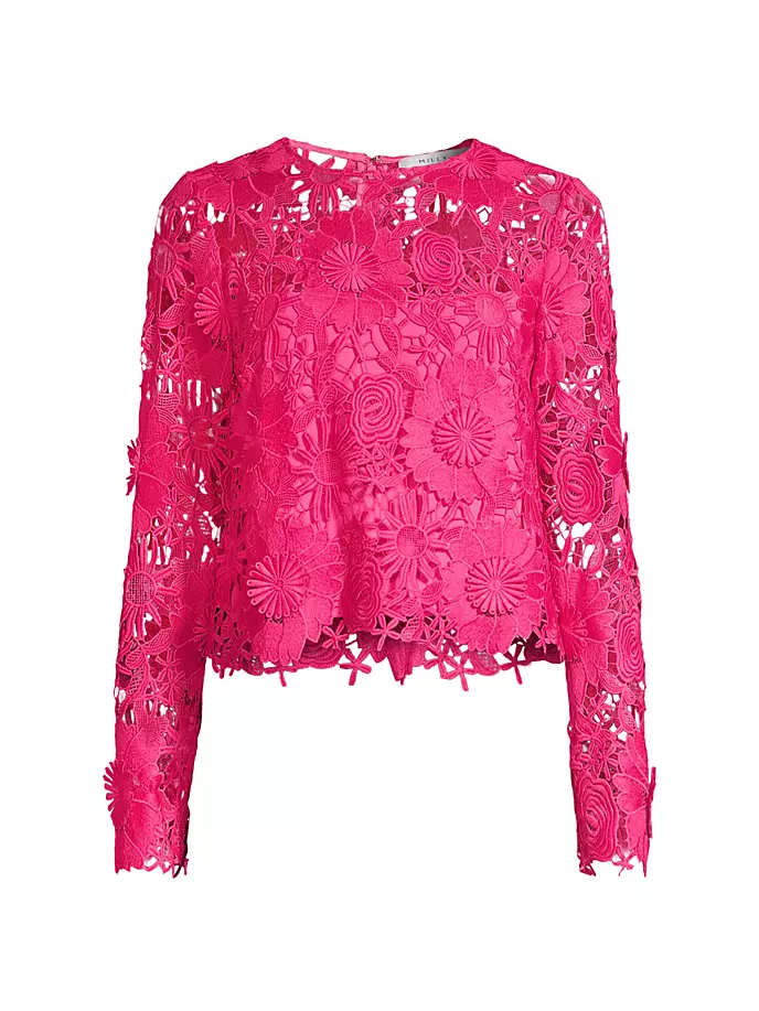 Кружевной топ Nori с 3D-принтом и длинными рукавами Milly, цвет milly pink milly свитер