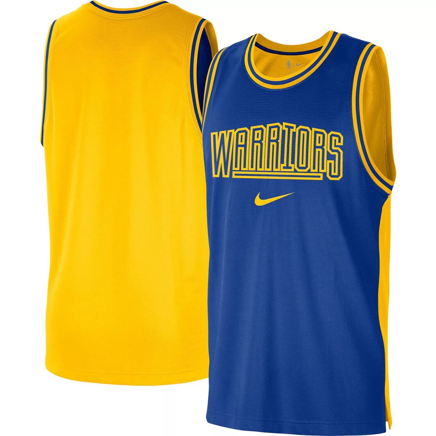 

Мужская сетчатая майка Golden State Warriors Royal/Golden State Warriors Courtside Versus Force Split DNA Performance Nike