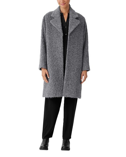 

Пальто из альпаки с зубчатыми лацканами Eileen Fisher, цвет Gray