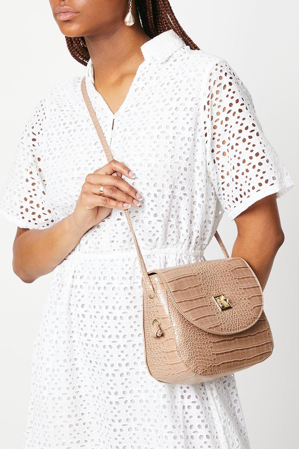 

Сумка через плечо Tiffany Croc Dorothy Perkins, бежевый