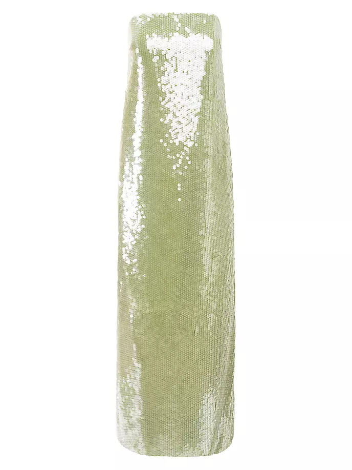 

Платье без бретелек Casey с пайетками Staud, цвет garden moss