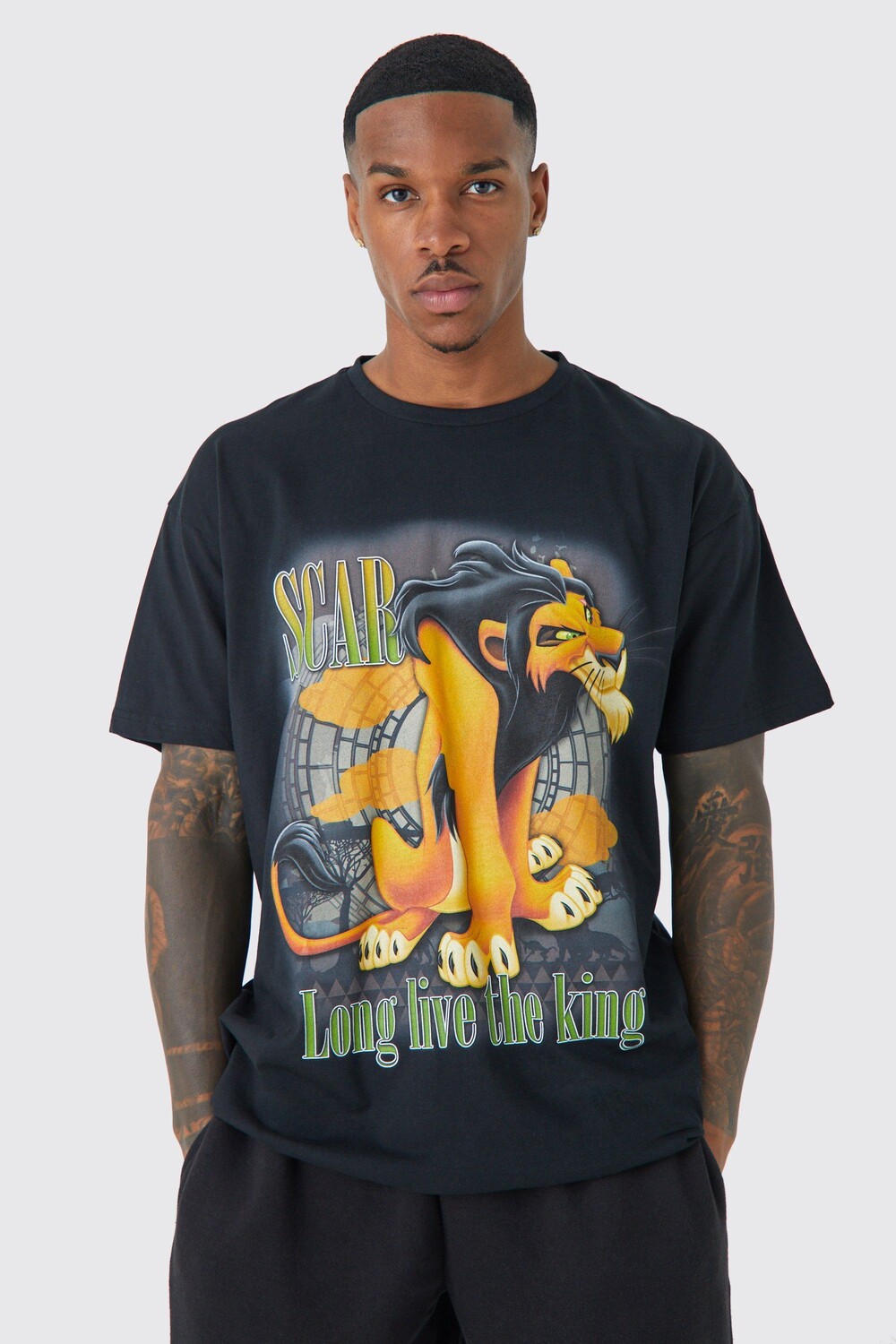 

Оверсайзовая футболка disney scar license Boohoo, черный