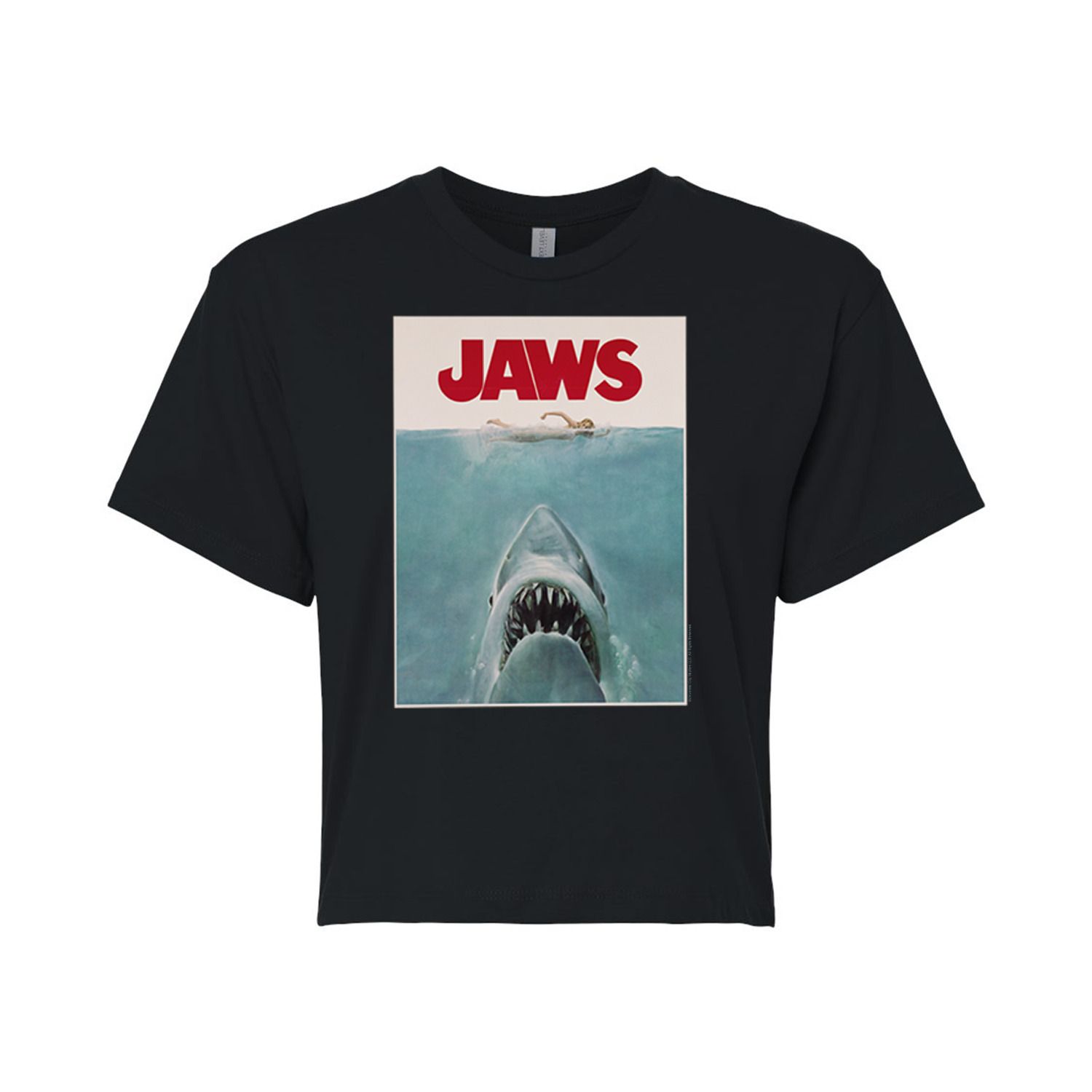 Укороченная футболка с рисунком Juniors' Jaws Licensed Character, черный