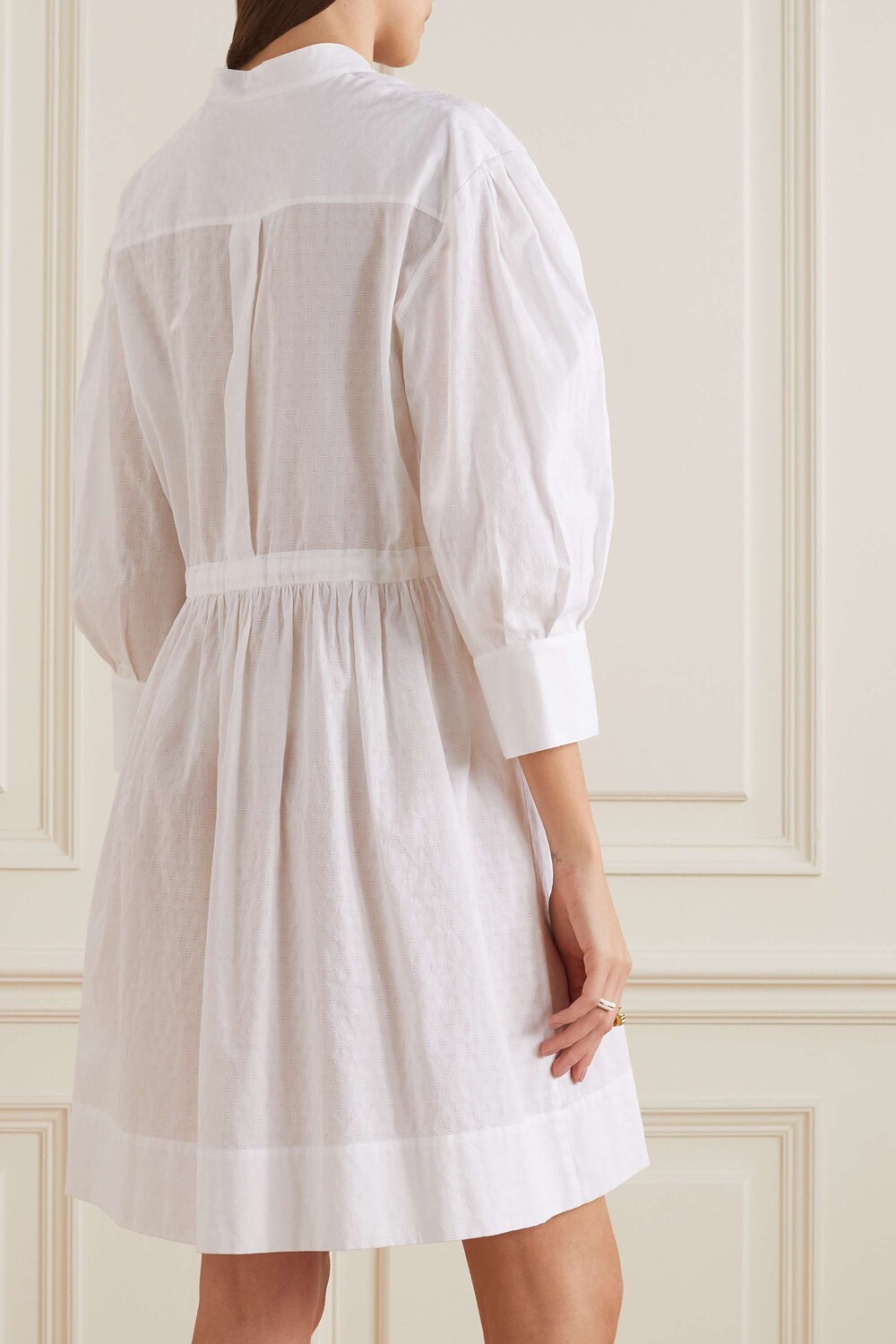 

SEE BY CHLOÉ Платье-рубашка мини из хлопка с вышивкой в ​​горошек, белый