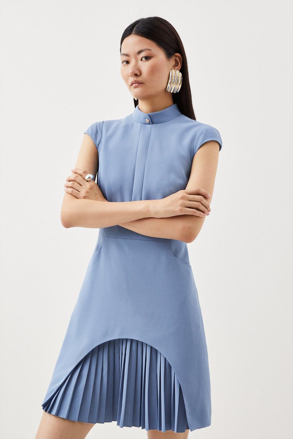 цена Платье в стиле милитари из структурированного крепа Karen Millen, синий