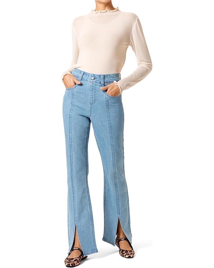 

Леггинсы HUE Hi-Rise Straight Leg Denim, цвет Classic Light Wash