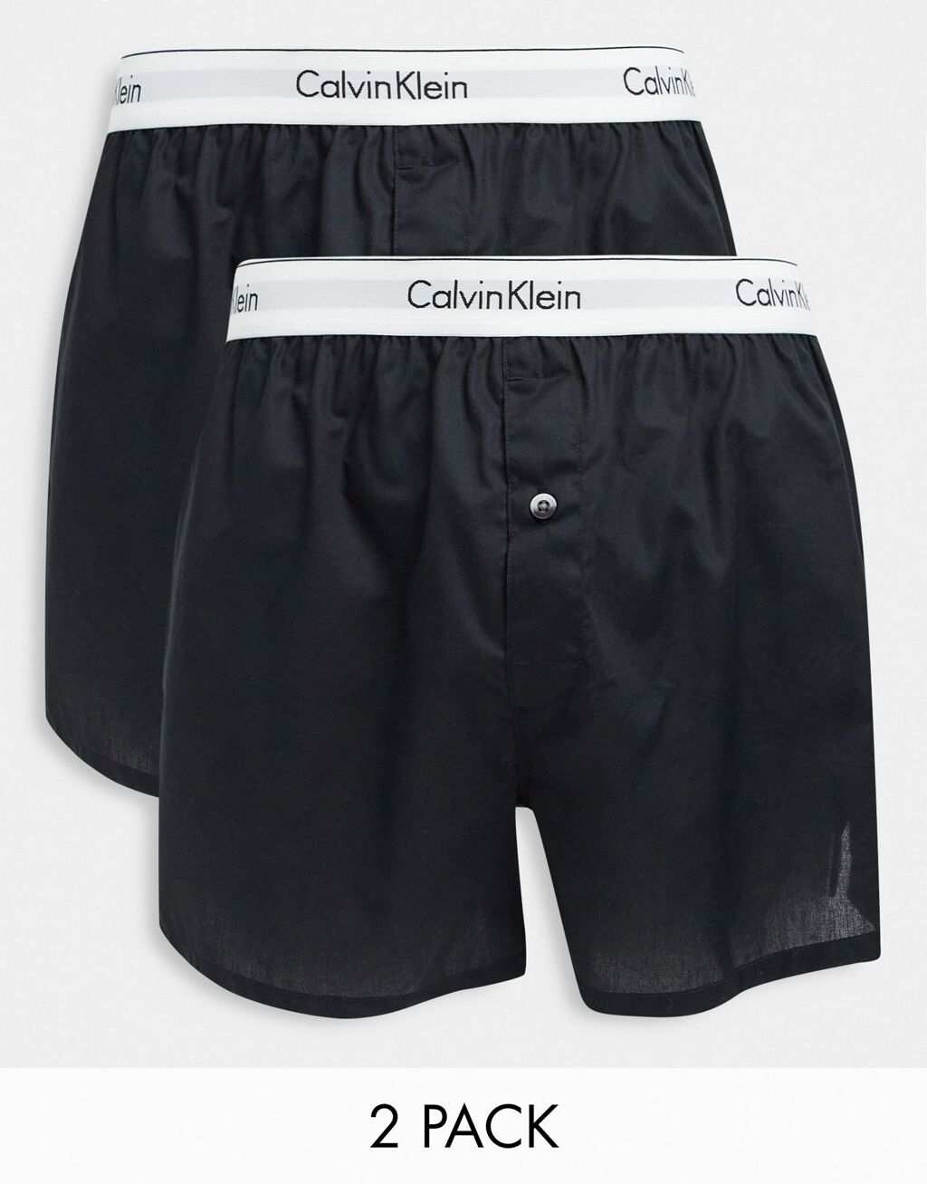 

Комплект из двух тканых боксеров черного цвета с контрастным поясом Calvin Klein