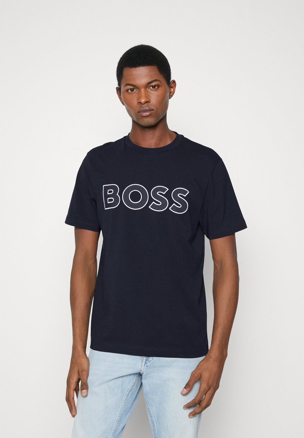 

Футболка с принтом BOSS, темно-синий