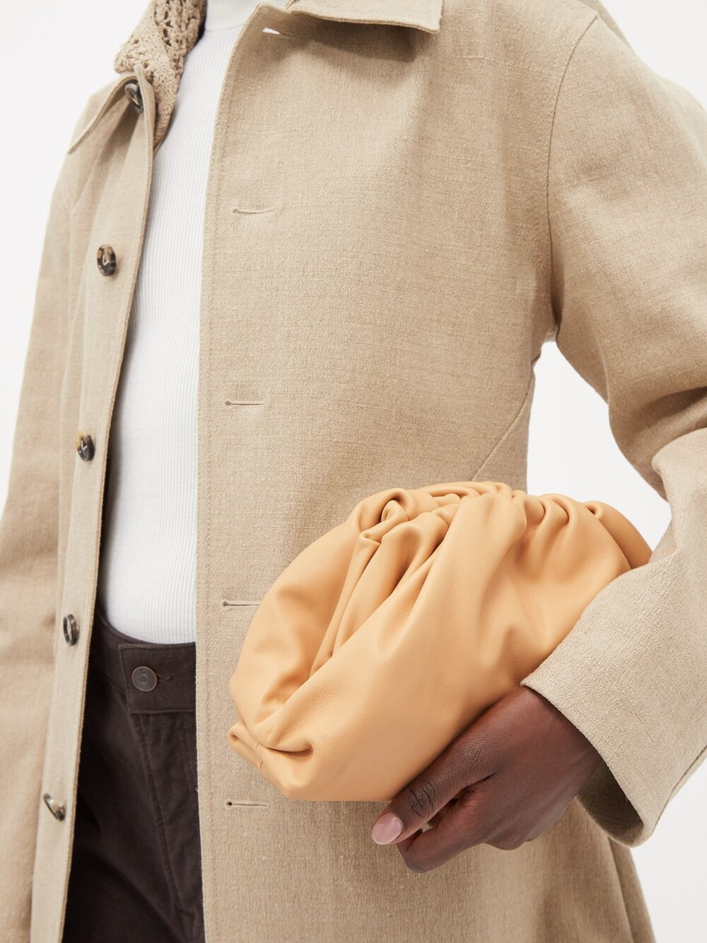 

Кожаный клатч teen Bottega Veneta, коричневый