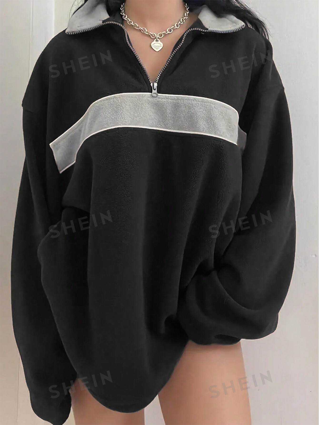 SHEIN Essnce женский пуловер с цветными блоками и полумолнией, многоцветный