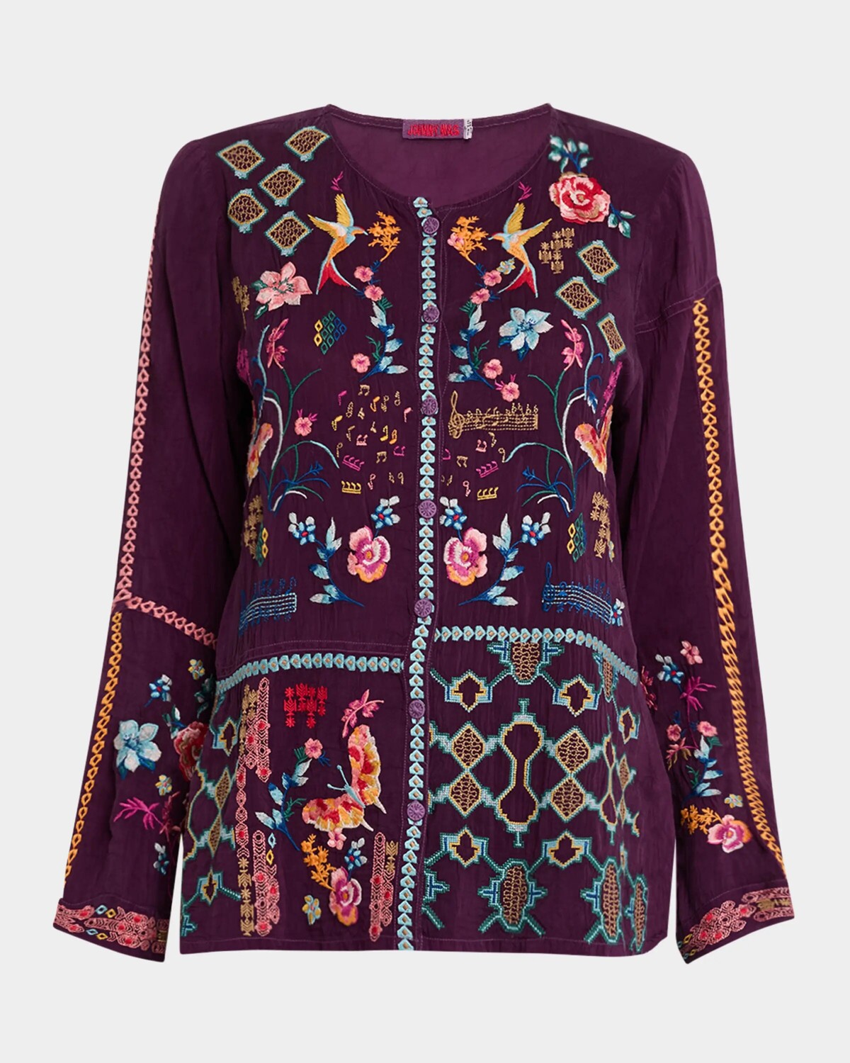 

Блузка с вышивкой Primavera Catina Johnny Was, цвет Plum