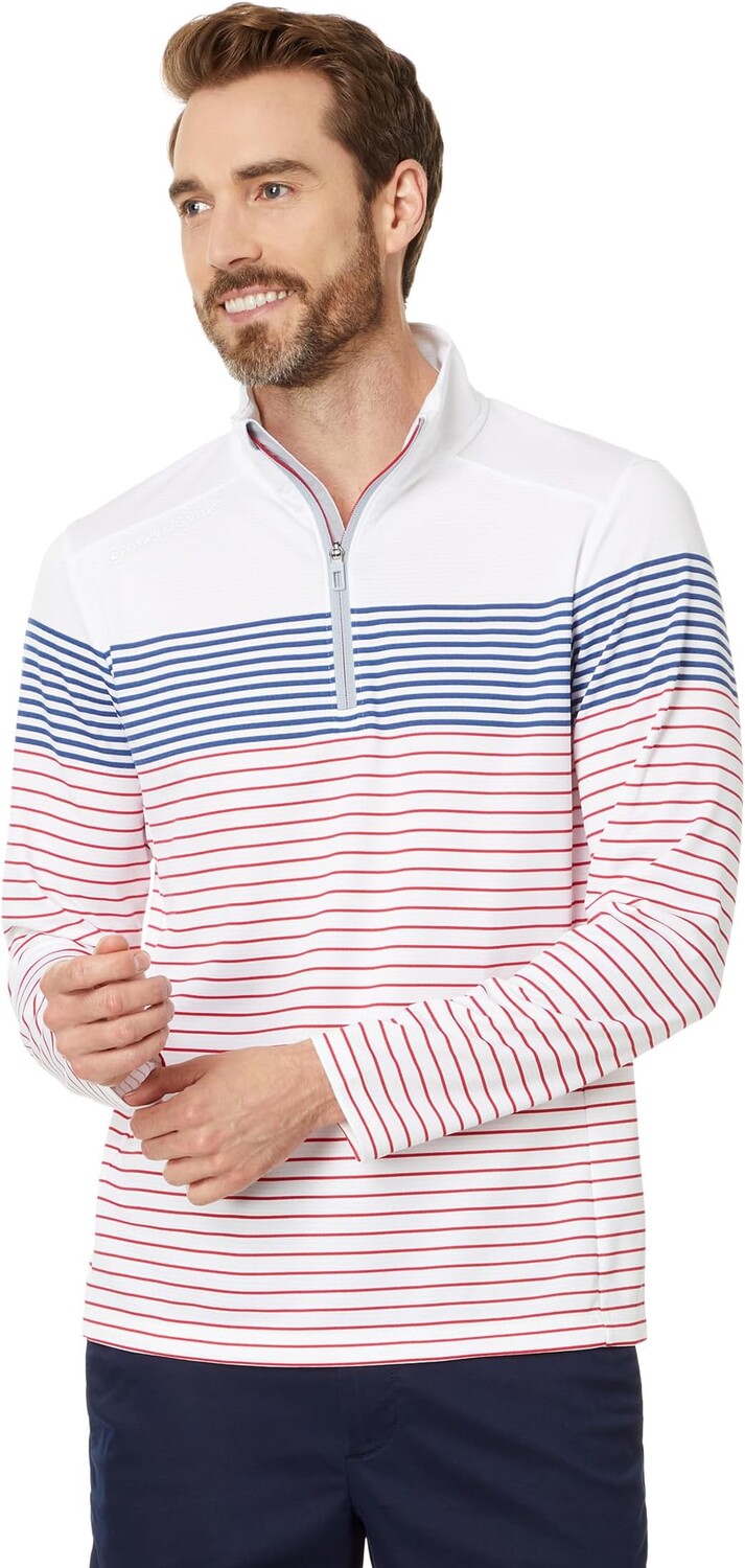 

Толстовка Vineyard Vines English Stripe Sankaty Quarter Zip, цвет Racing Red