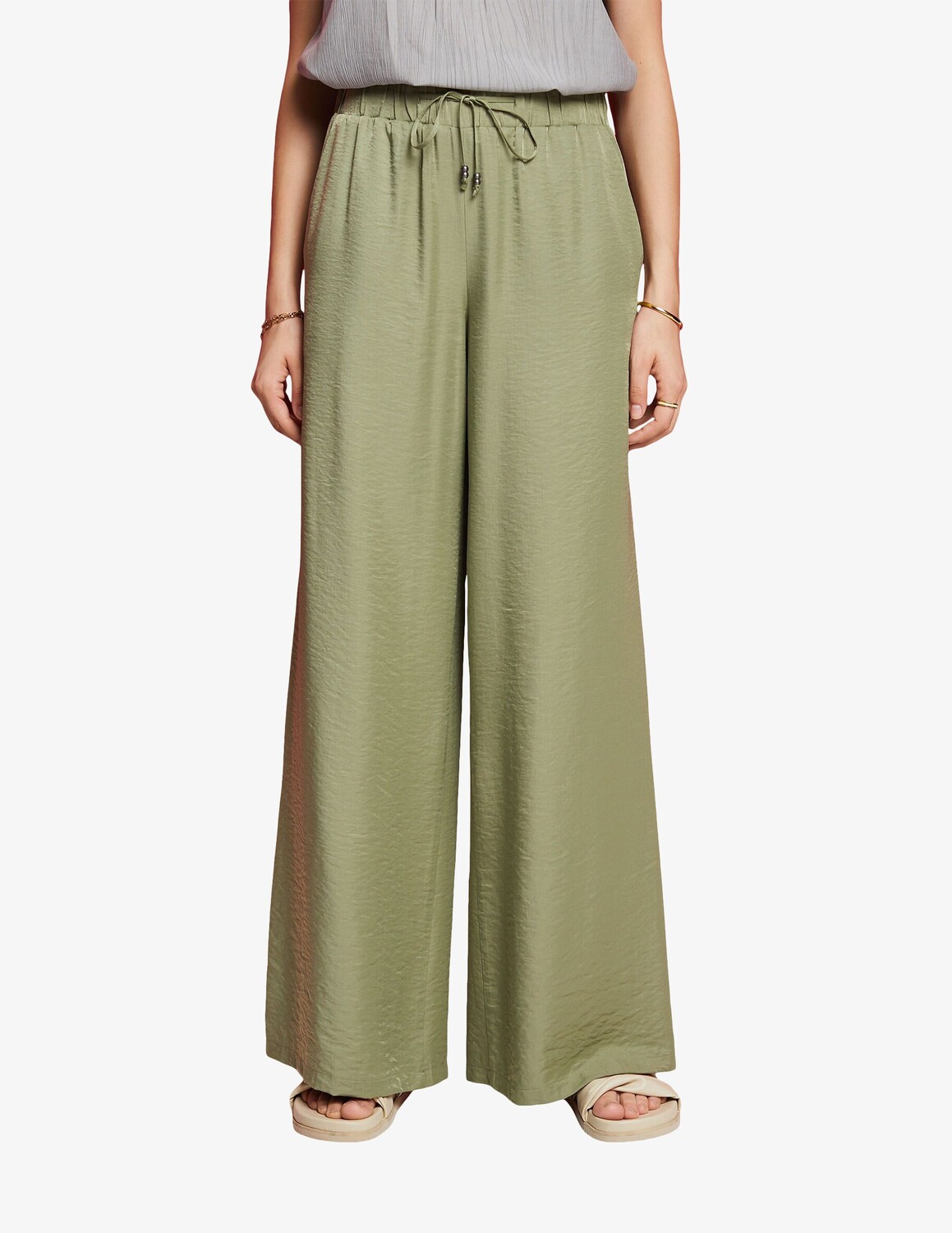 

Широкие атласные брюки ESPRIT, оливковый