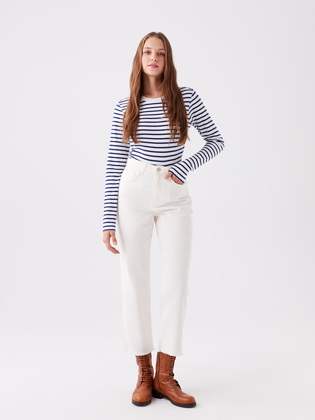 

Женские джинсовые брюки прямого кроя LCW Jeans, белое родео
