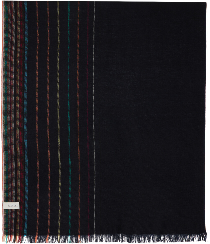 

Темно-синий шарф в фирменную полоску Paul Smith