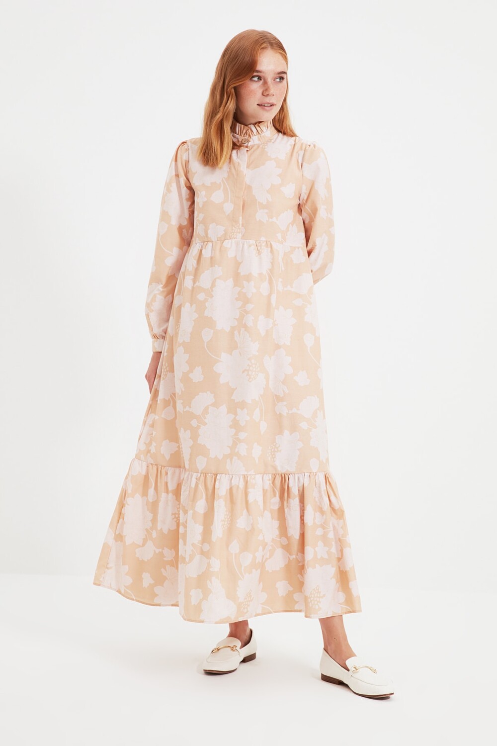 

Платье - Коричневое - Платье-присборка Trendyol Modest, коричневый