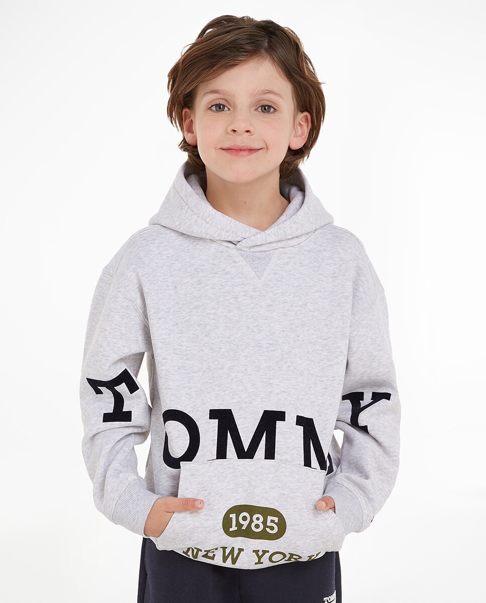 

Толстовка с капюшоном и длинными рукавами для мальчика Tommy Hilfiger, серый