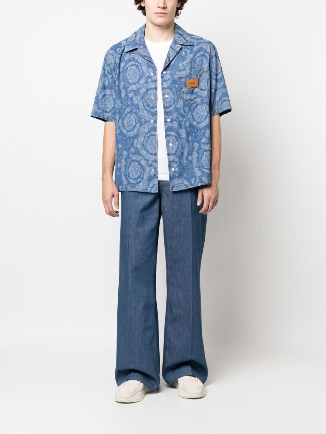 

Versace джинсовая рубашка Barocco Silhouette, синий