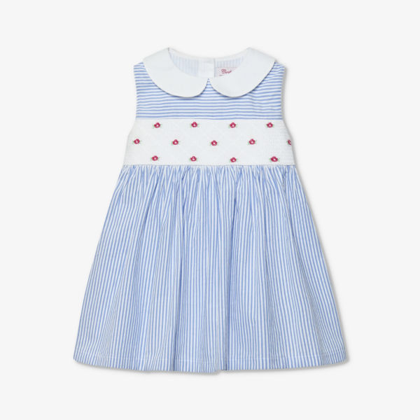 Платье tilly из хлопкового хлопка в полоску 3–24 месяца Trotters, цвет blue stripe боди в полоску на 1 3 месяца
