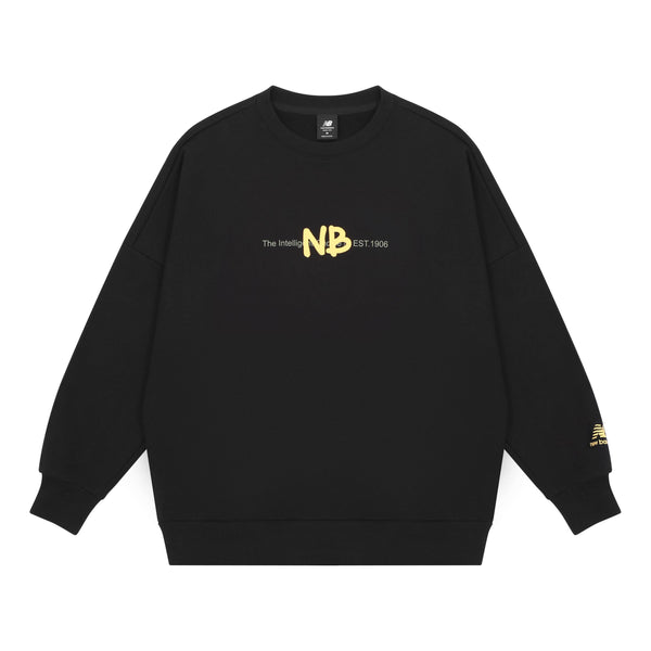 Толстовка New Balance Men's New Balance Logo Printing Knit Sports Round Neck Pullover Black, черный