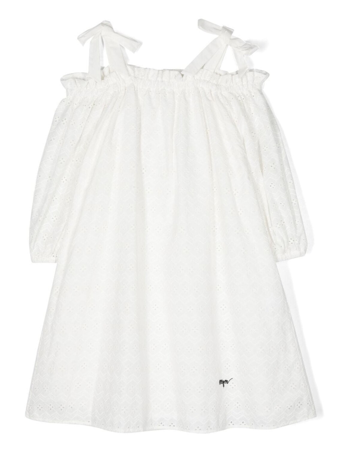 

MSGM Kids платье с открытыми плечами и вышивкой, белый