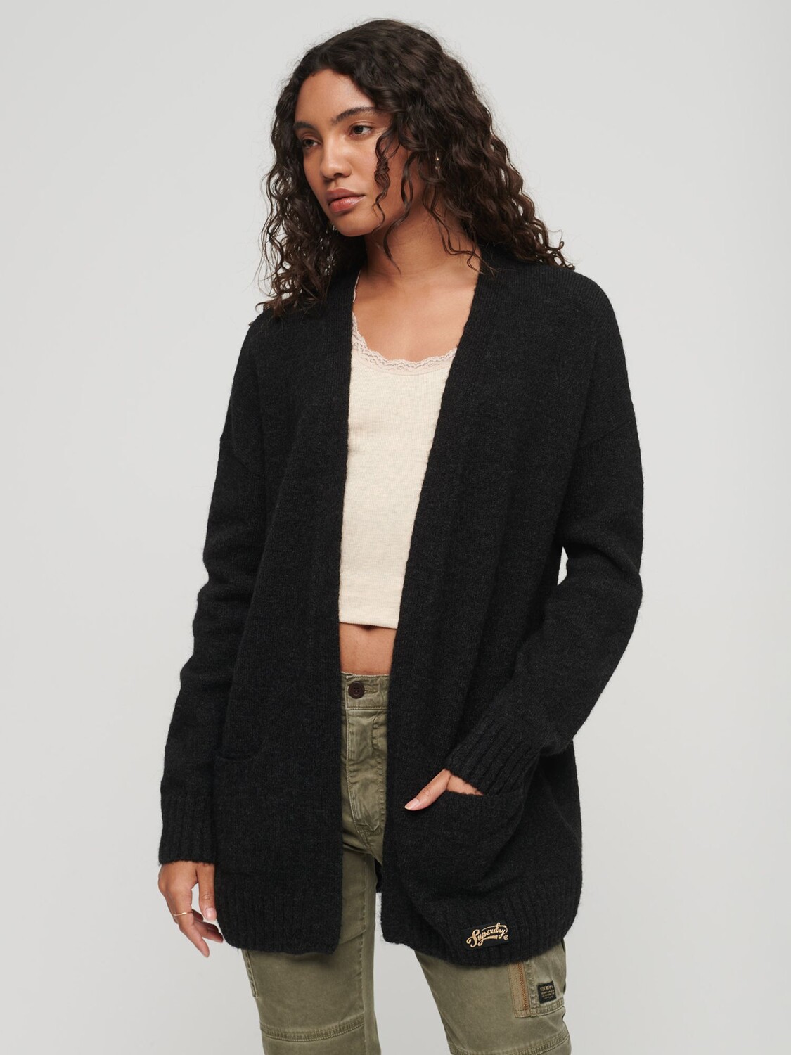 

Длинный супермягкий кардиган Essential Superdry, уголь пыль мергель