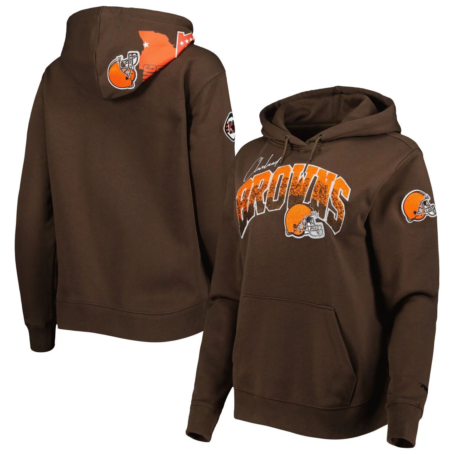

Женский коричневый пуловер с капюшоном Pro Standard Cleveland Browns Local Patch