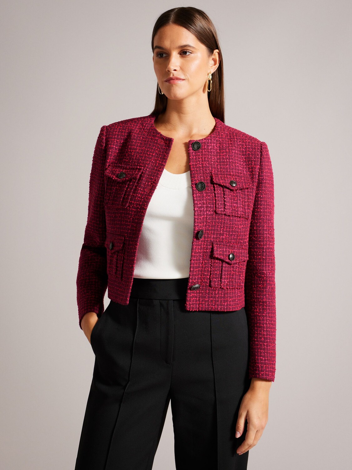 

Укороченная куртка-букле Pennio Ted Baker, красный