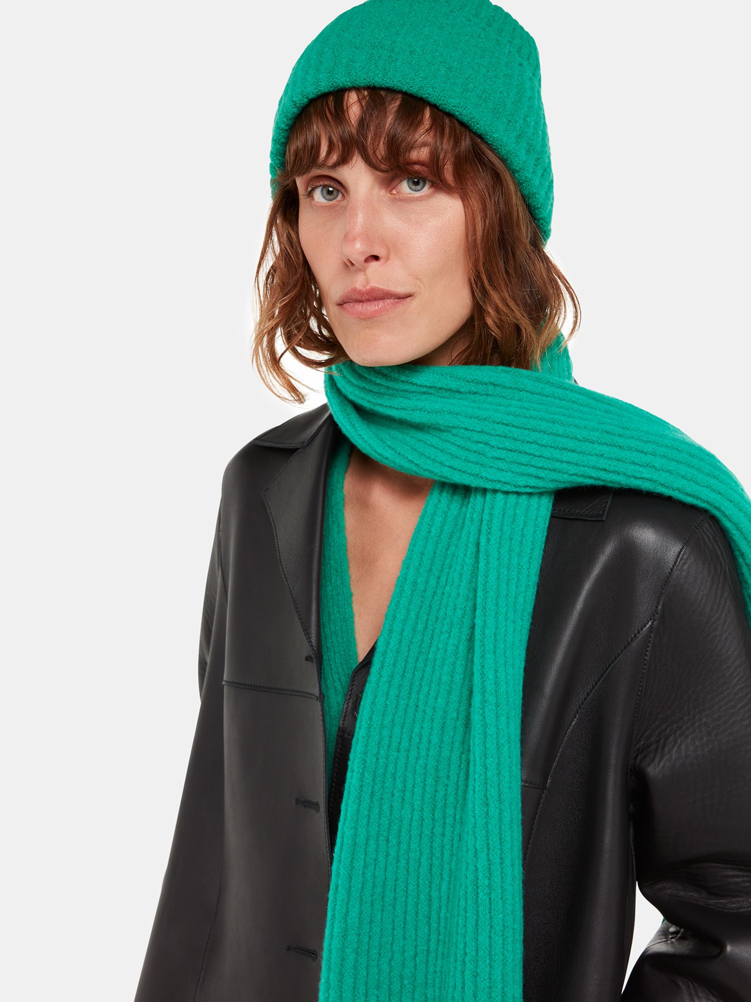 цена Вязаный шарф в рубчик Whistles, зеленый