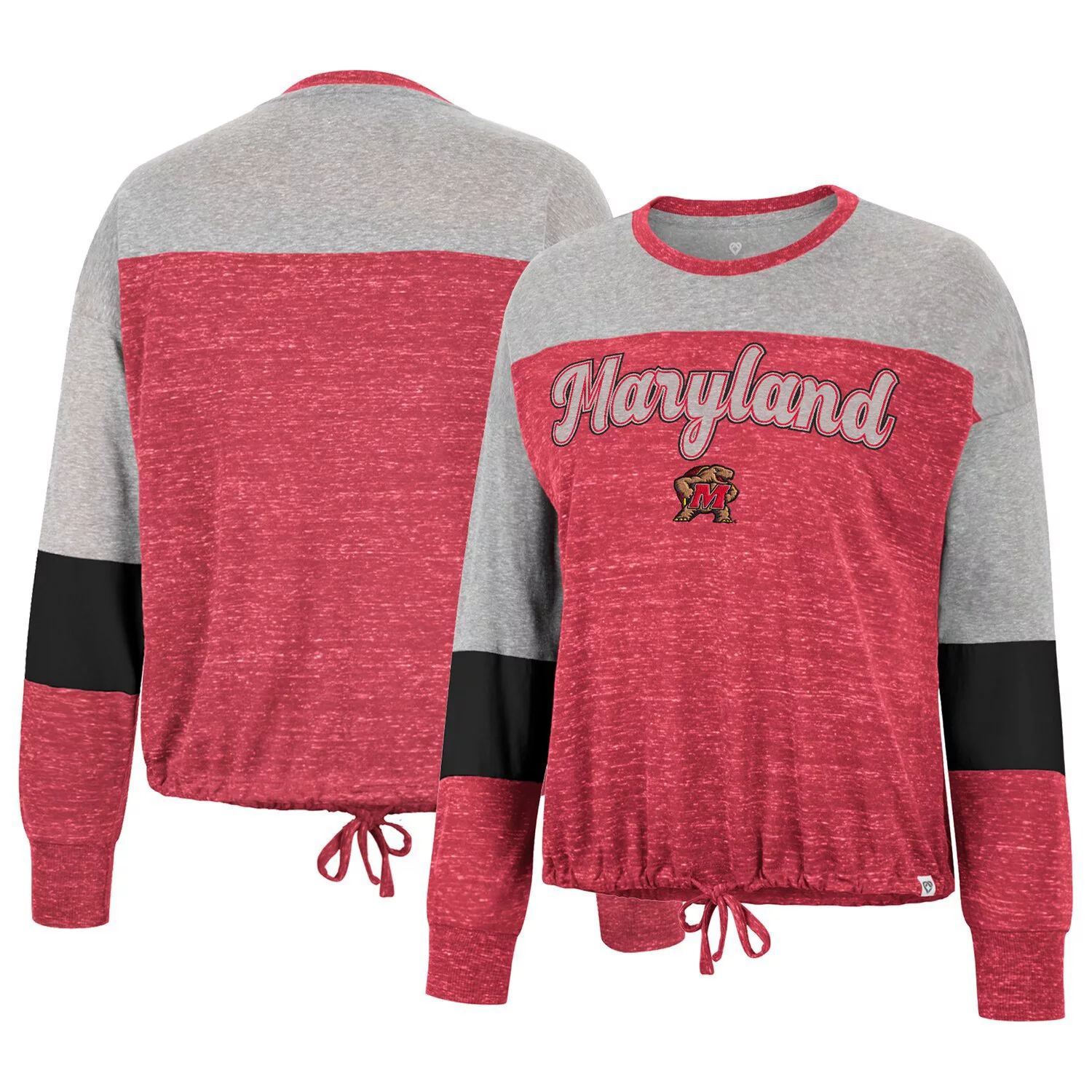 

Женская футболка Colosseum Red Maryland Terrapins Joanna с длинными рукавами и завязкой спереди Colosseum