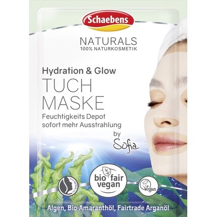 

Schaebens NATURALS Тканевая маска для увлажнения и сияния с водорослями, органическим амарантовым маслом и аргановым маслом Fairtrade — веганская — 100% натуральная косметика